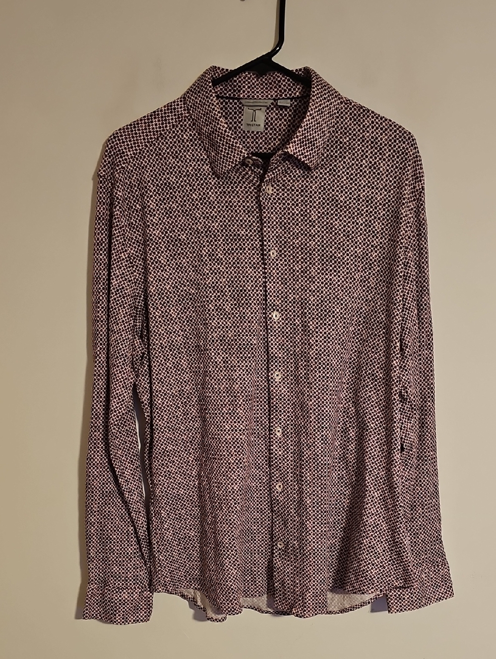 Tristan Purple Micro-Pattern Long-Sleeve Button-Down Shirt